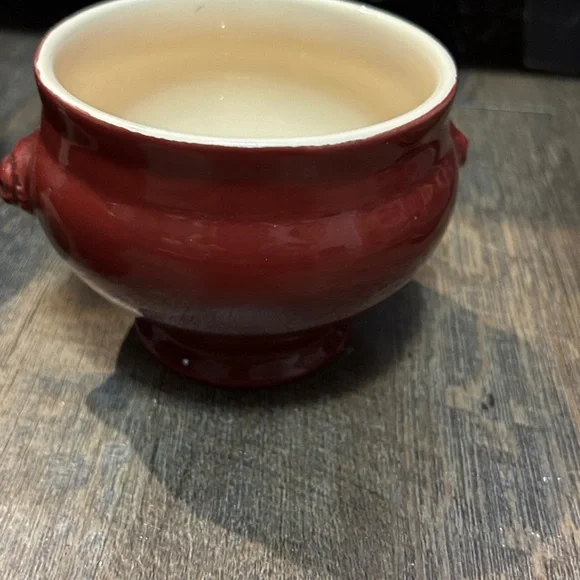 3 EMILE HENRY Cerise Footed Lion's Head Soup Bowl (Provencale Red) France - Picture 5 of 9